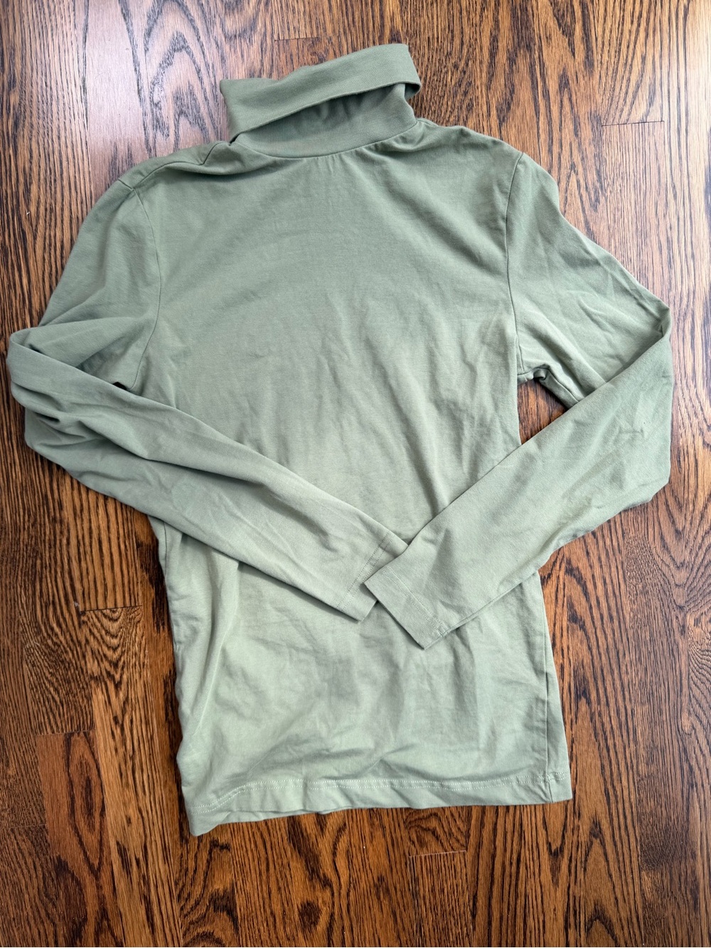 Women’s Cotton Fall Neutral Olive Green Turtleneck Slim Fit Long-Sleeve Shirt